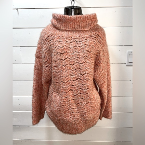 ❣️TRACY REESE Anthropologie - Orange Textured Turtleneck Sweater - Size S - Picture 1 of 9